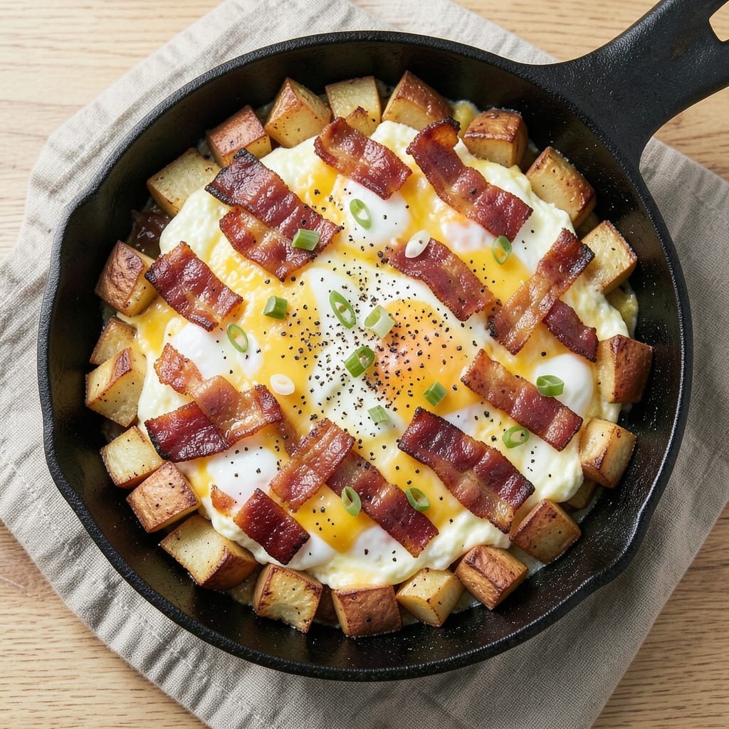 Bacon Egg Potato Breakfast Casserole Recipe: Crispy Top, Runny Yolk Rivers