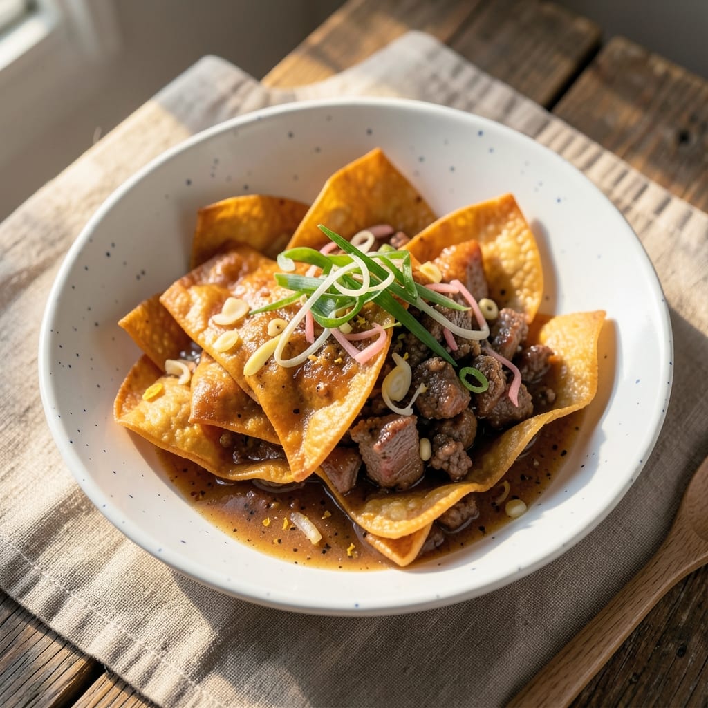 Bobby Flay's Egg Roll in a Bowl Recipe: Crispy Wonton Crunch Meets Silky Scrambled Eggs