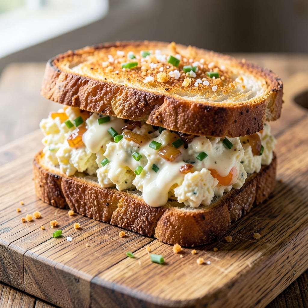 Breakfast Egg Salad Sandwich Recipe: Crunchy Croutons and Creamy Yolk Magic