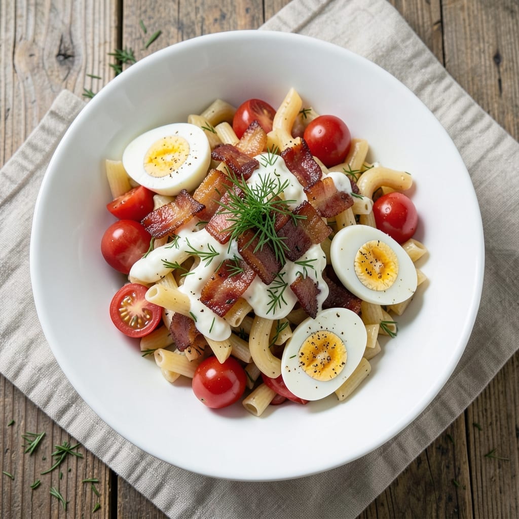 Bacon and Egg Macaroni Salad Recipe: Crispy Crunch Meets Creamy Yolk Magic