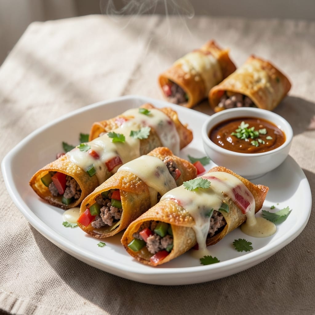 Crispy Taco Egg Rolls Recipe: Crunchy Wonton Shells With Spiced Scramble