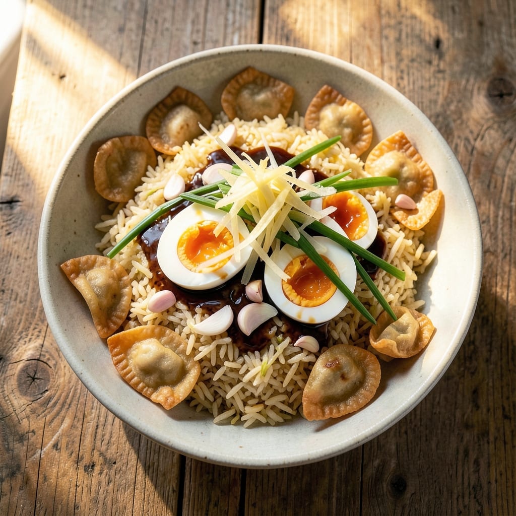 Boiled Egg Fried Rice Recipe: Crispy Wonton Cups With Silky Scrambled Hearts