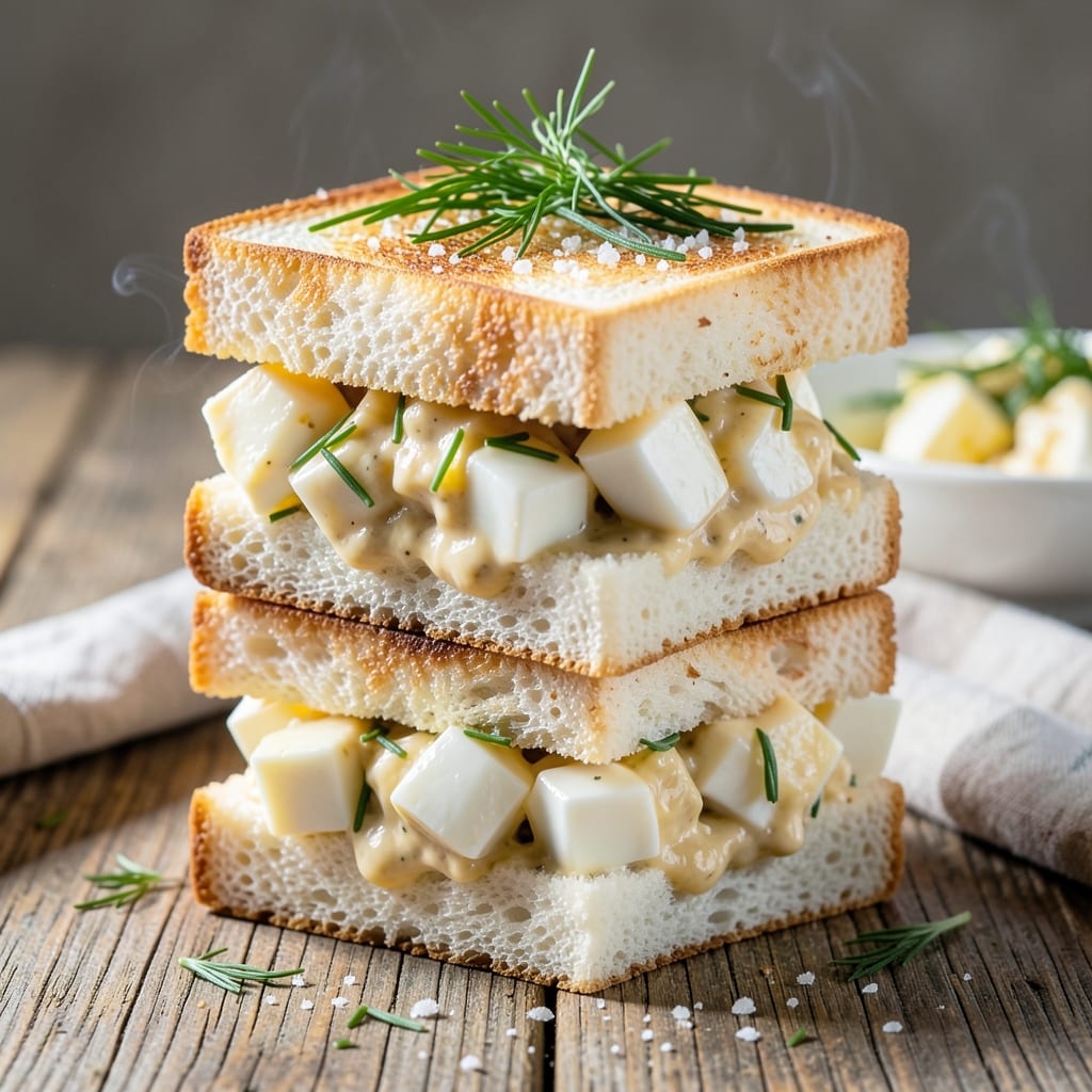 British Egg Salad Sandwich Recipe: Crispy Croutons and Zesty Mayo Layers