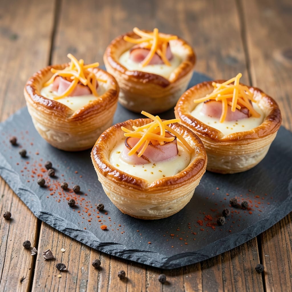 Baked Egg Ham Cups Recipe: Flaky Pastry Crust with Silky Yolk and Smoky Cured Meat