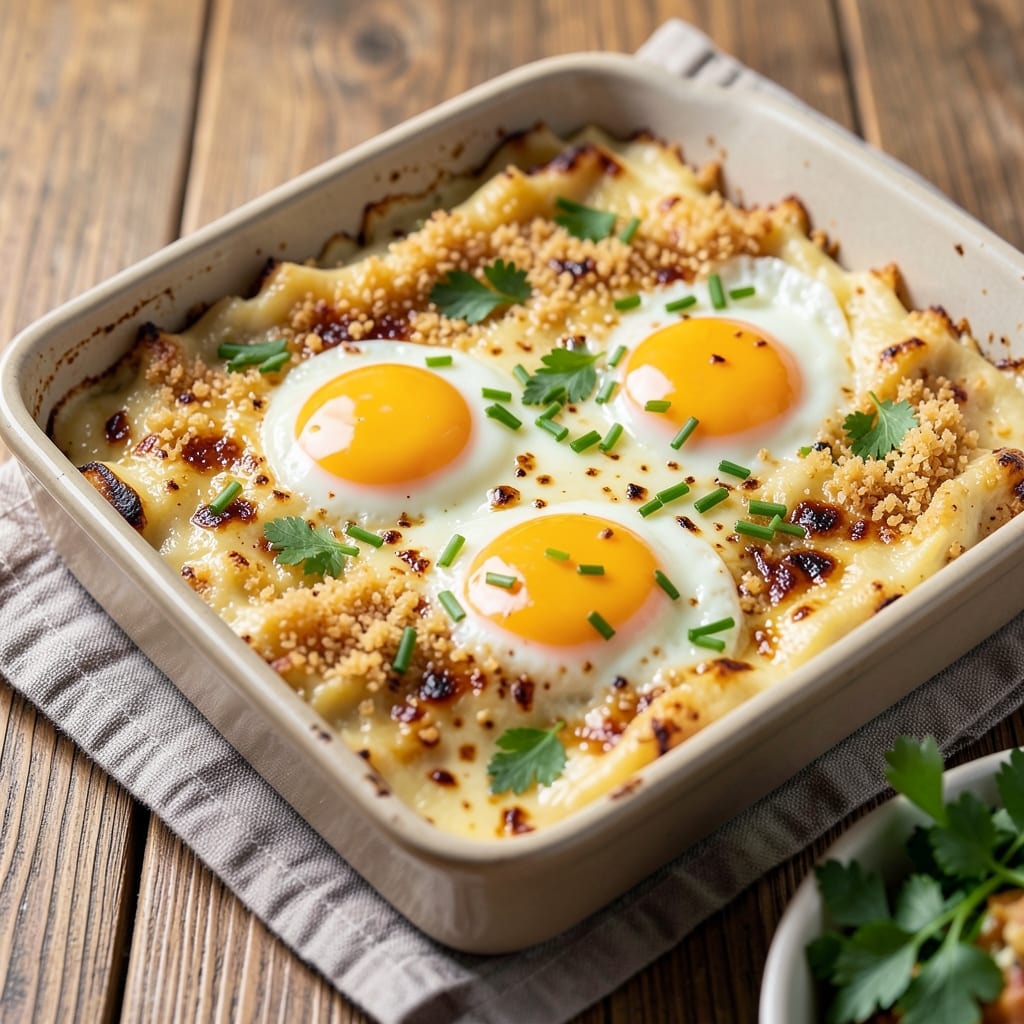 Egg Bake Recipe for Two: Crispy Herb Crust with Silky Yolk Centers