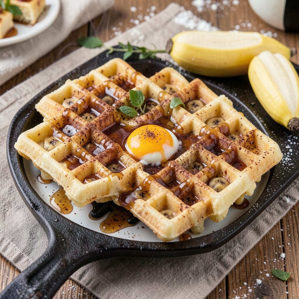 Banana Egg Waffles Recipe: Fluffy Stacks With Caramelized Banana Swirls