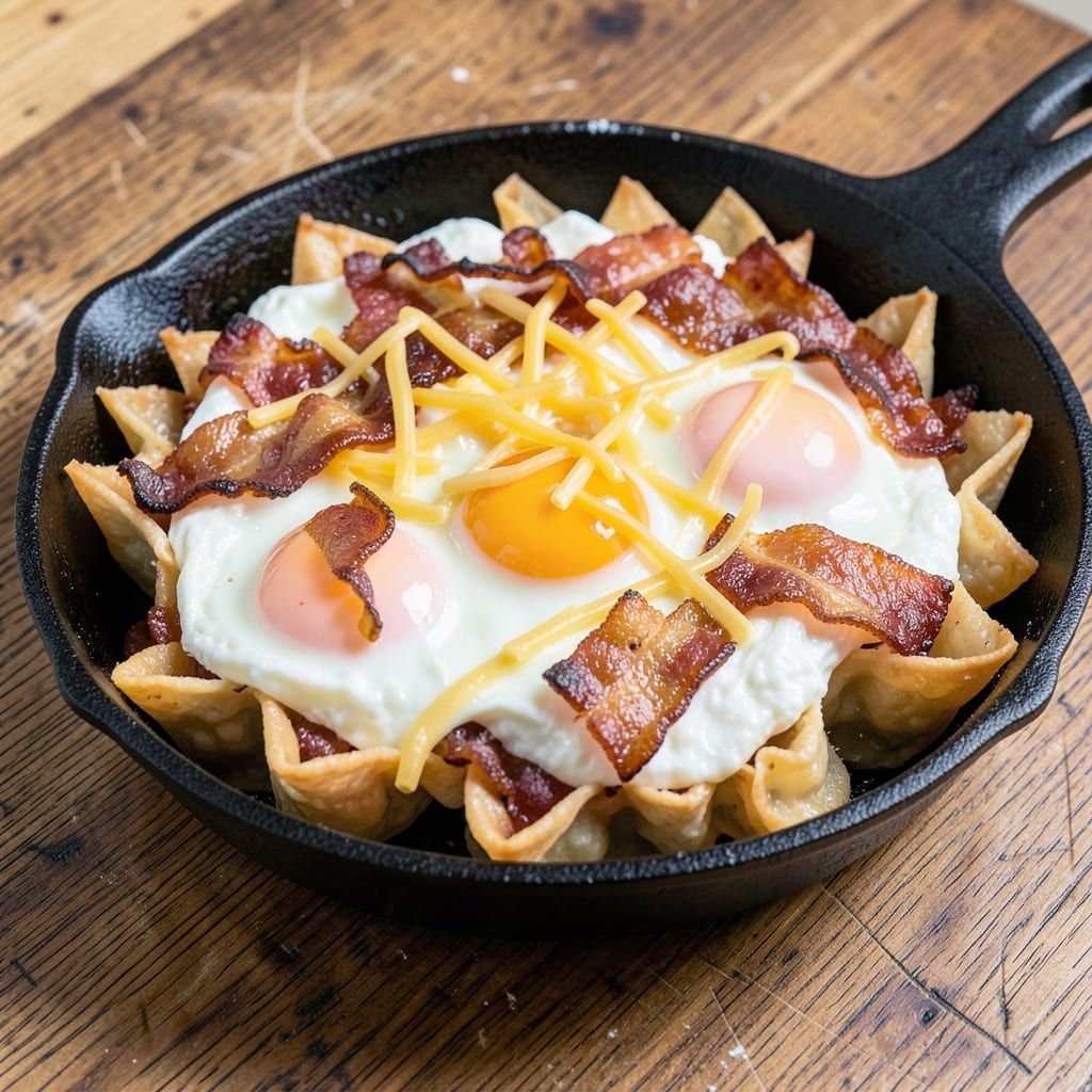 Bacon and Egg Pan Pies Recipe: Crispy Wonton Cups With Smoky Bacon Crunch