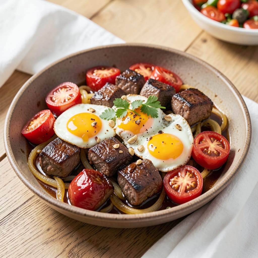 Beef, Tomato, and Egg Recipe: Umami-Rich Stew With Silky Scrambled Eggs