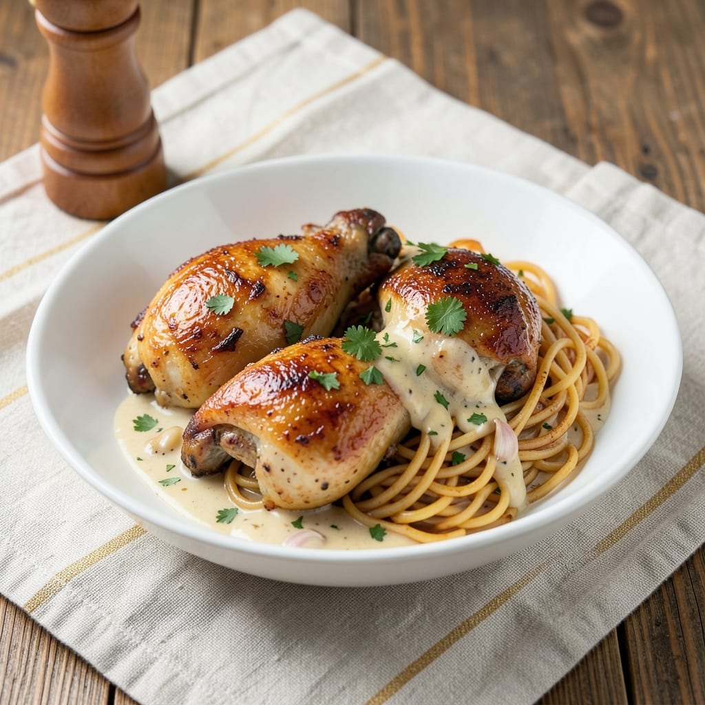 Baked Chicken and Egg Noodles Recipe: Crispy Top, Silky Egg Ribbons, One-Pan Comfort