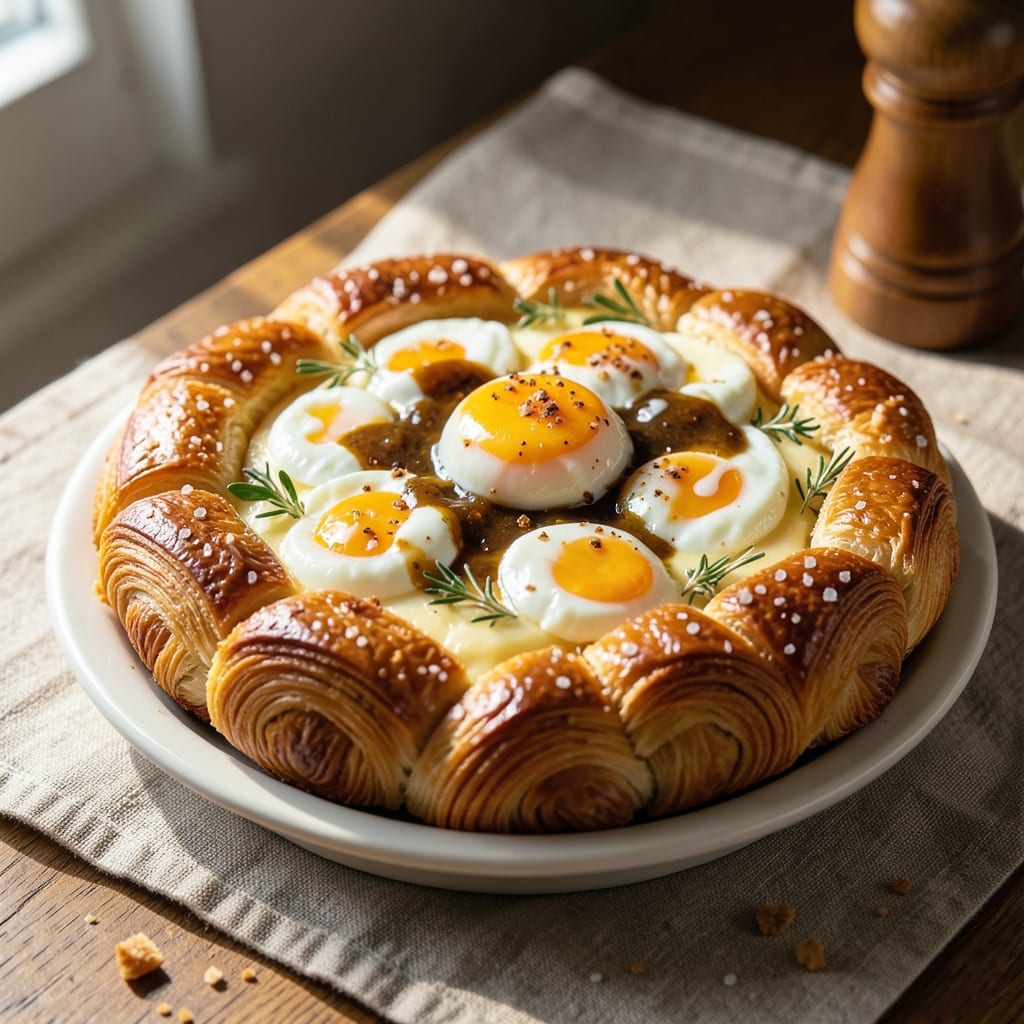 Croissant Egg Pie Recipe: Flaky Layers and Runny Yolk Delight