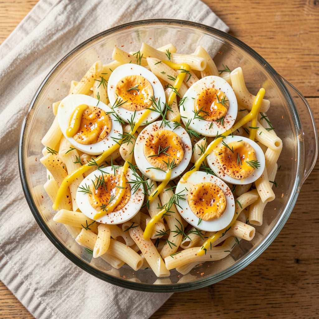 Devilled Egg Macaroni Salad Recipe: Bold Mustard and Herb-Packed Potluck Favorite