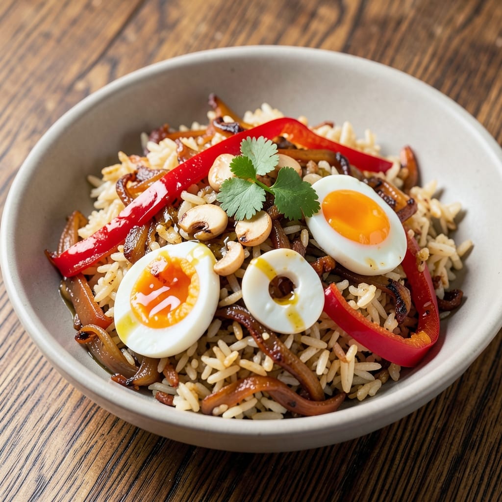 Desi Egg Fried Rice Recipe: Spiced Basmati with Soft-Boiled Eggs