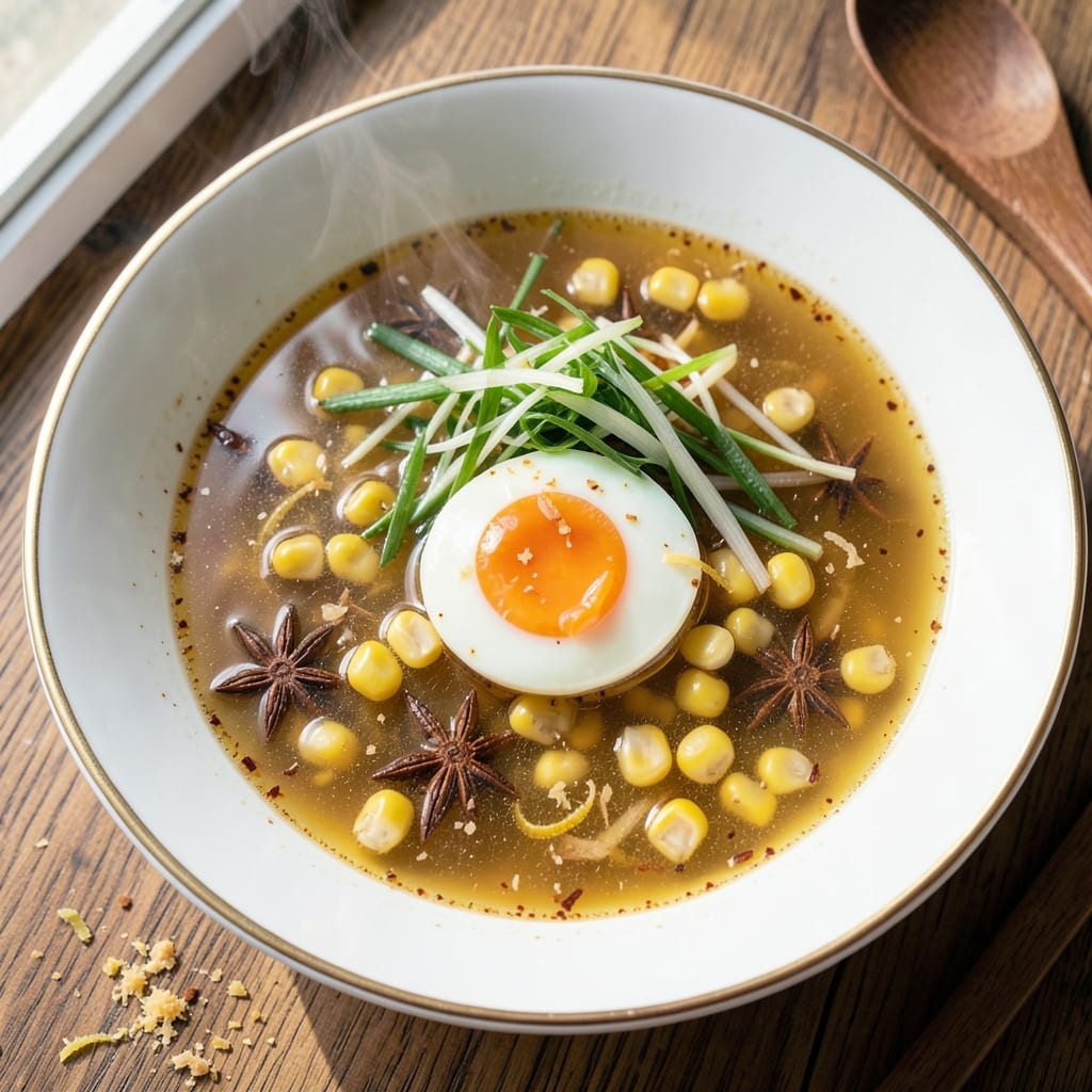 Chinese Corn Egg Drop Soup Recipe: Silky Egg Ribbons in Fragrant Ginger Broth