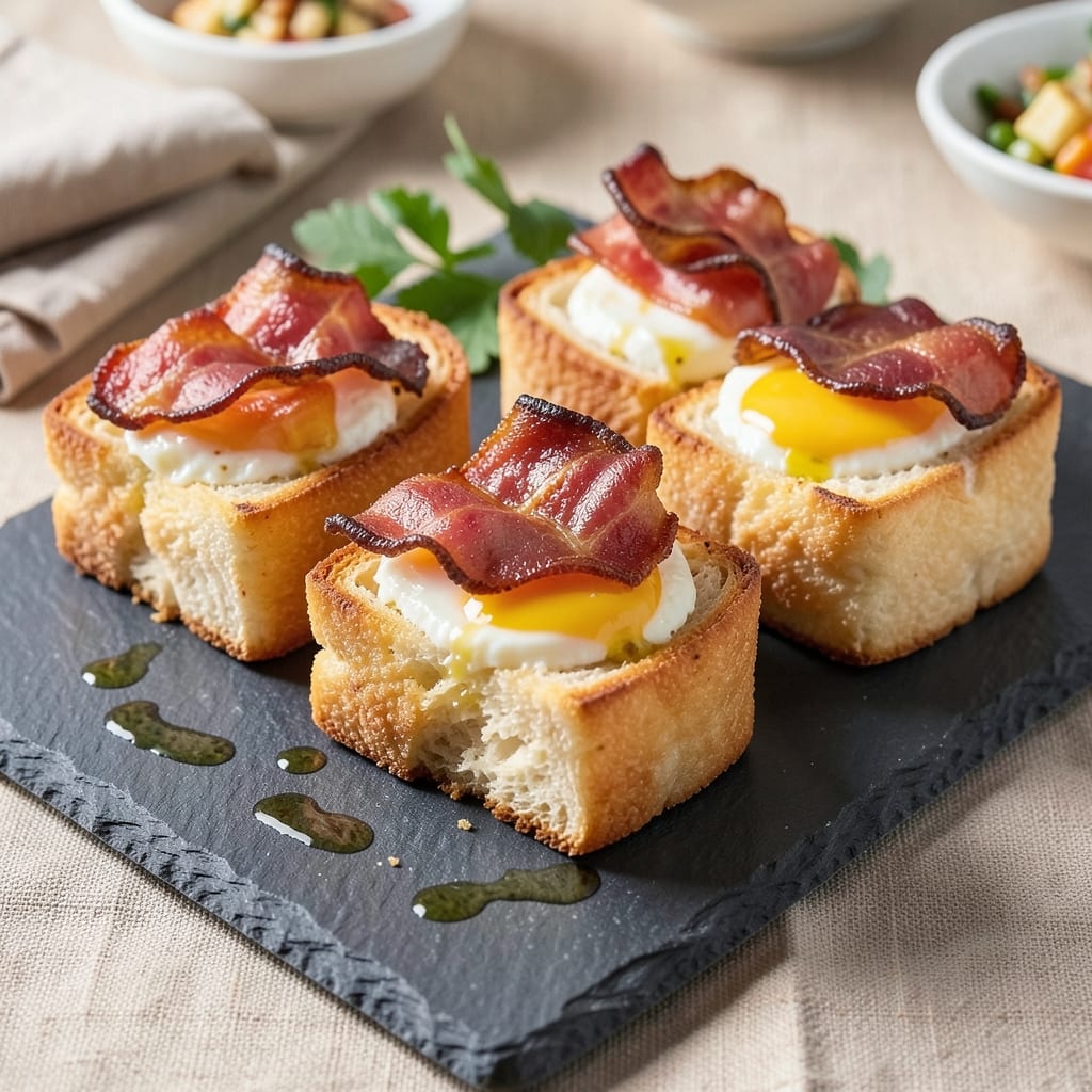 Bacon, Egg, and Toast Cups Recipe: Crispy Wonton Shells With Runny Yolk Centers