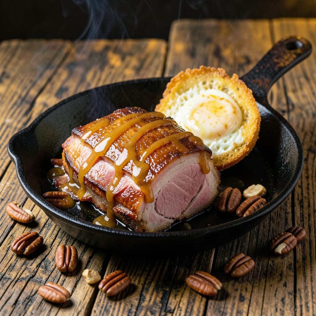 Double Smoked Ham and Big Green Egg Recipe: Smoky Breakfast Sandwiches With Crispy Crust