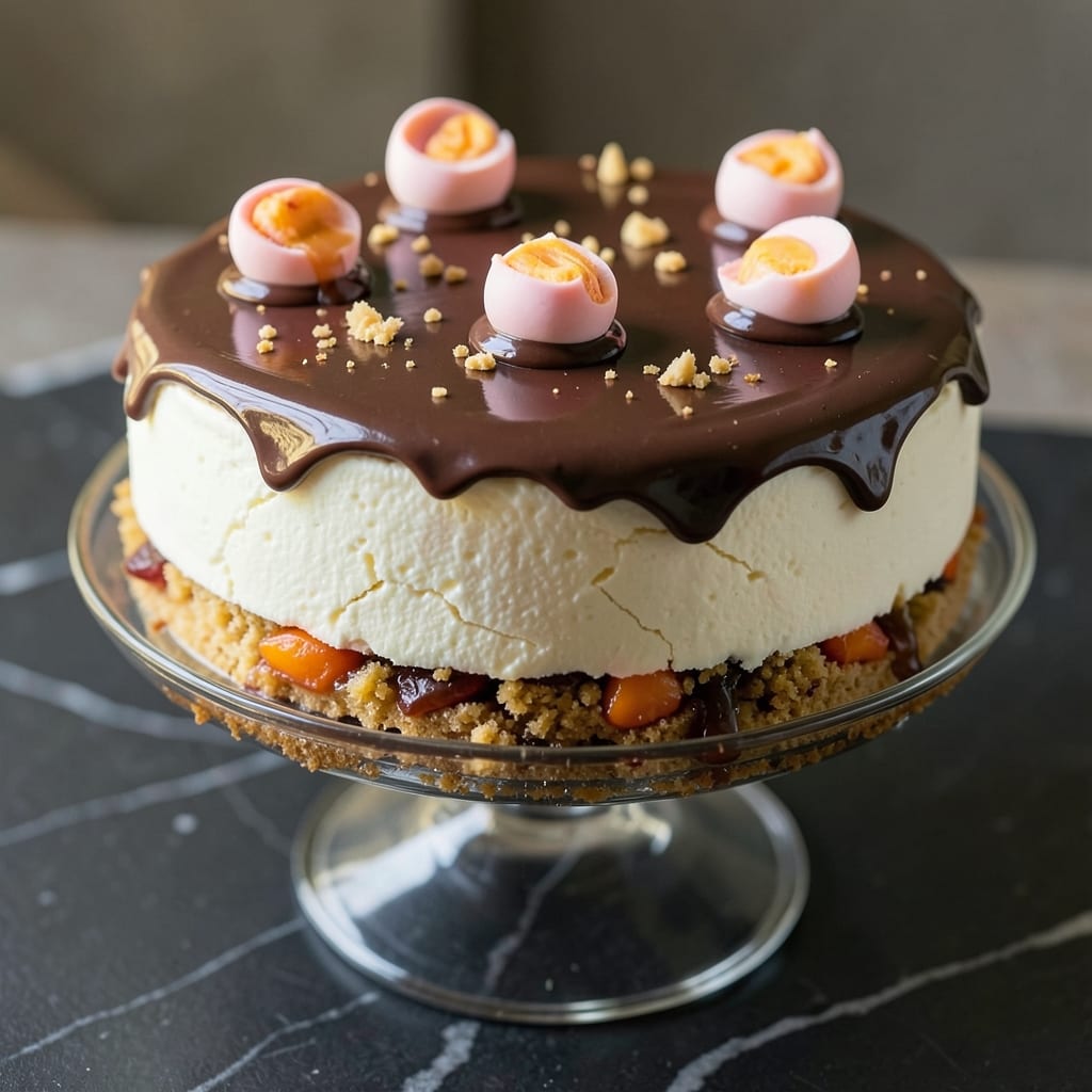 Creme Egg Cheesecake Recipe: Crunchy Crust and Runny Yolk Rivers