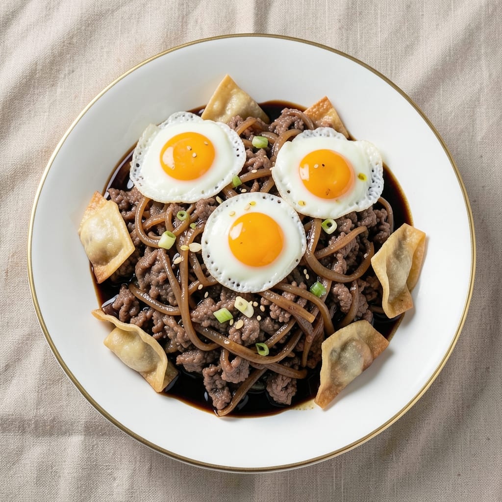 Chinese Minced Beef With Egg Recipe: Wonton-Crusted Bites With Silky Yolk Rivers