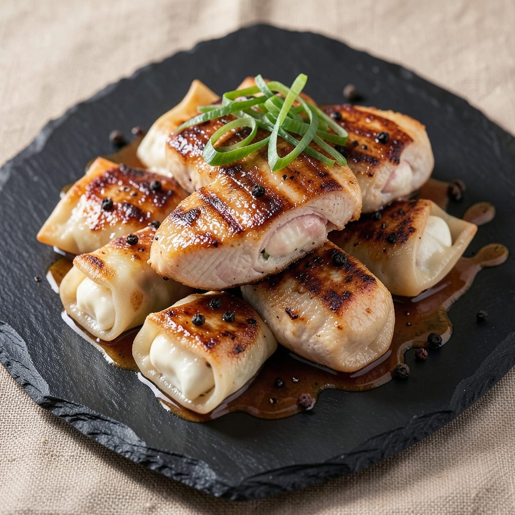 Chicken and Egg Dish Recipe: Crispy Wonton Crust with Runny Yolk Rivers