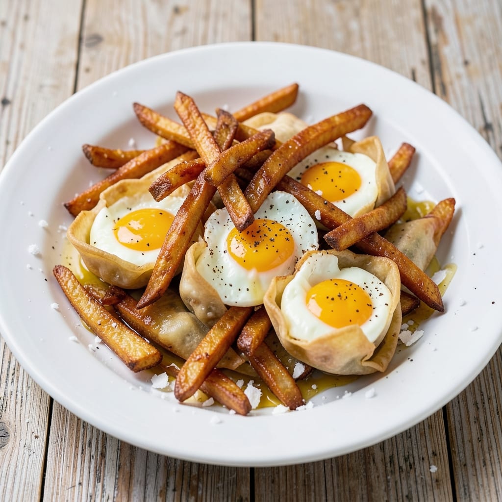 Crispy Egg French Fries Recipe: Crunchy Wonton Cups with Silky Yolk Rivers