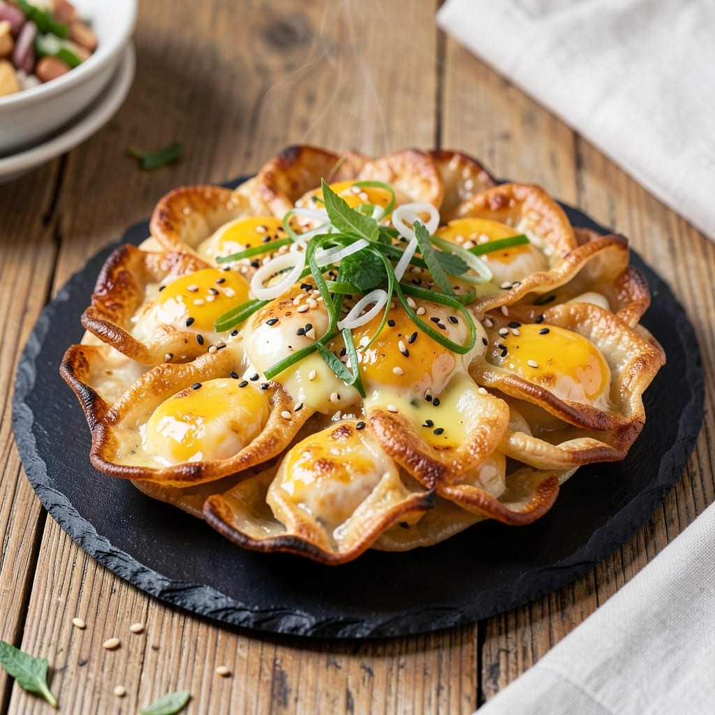 Egg Based Recipe: Crispy Wonton Crust with Silky Scrambled Centers