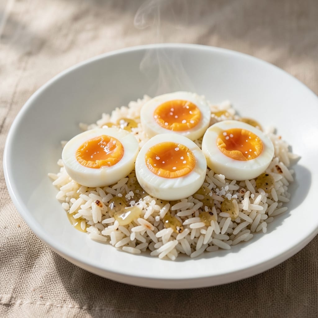 Boiled Egg and Rice Recipe: Silky Egg Ribbons in Fluffy Jasmine Basmati