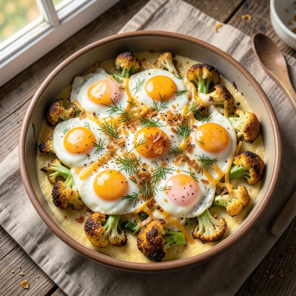 Cauliflower Egg Bake Recipe: Crispy Top, Silky Scrambled Hearts