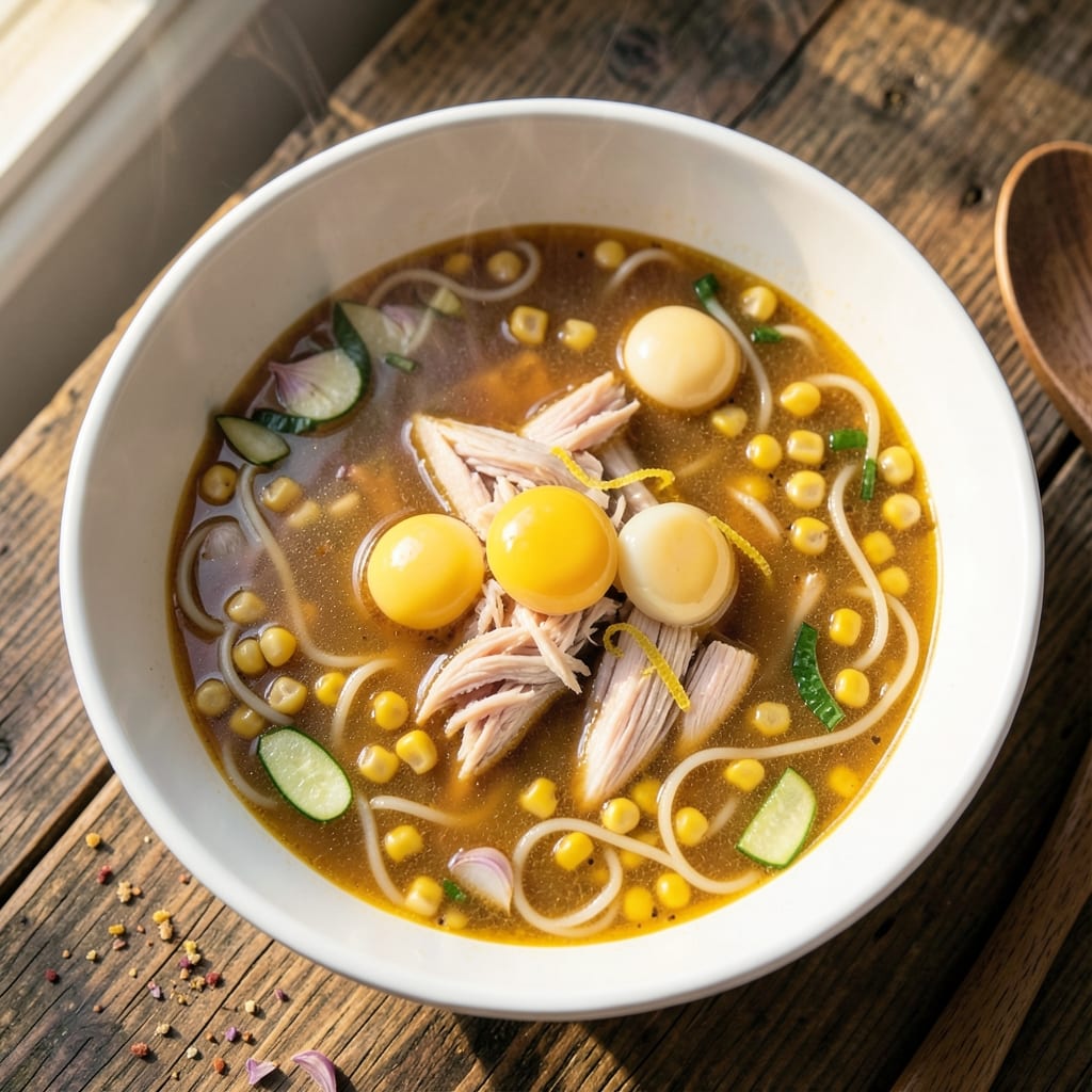Chicken Corn Egg Soup Recipe: Silky Wonton Noodles With Golden Yolk Magic