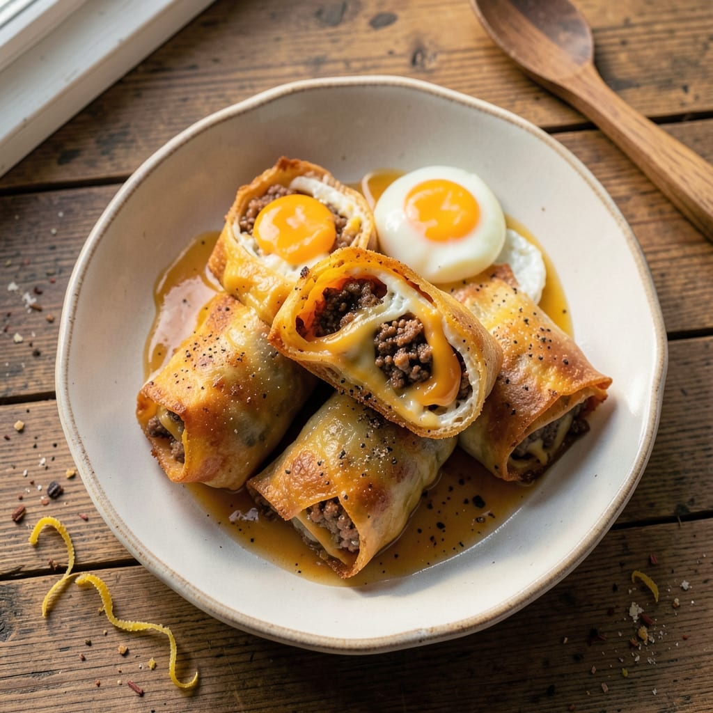 Cheesy Egg Roll Recipe: Golden Crust and Oozy Yolk Surprise