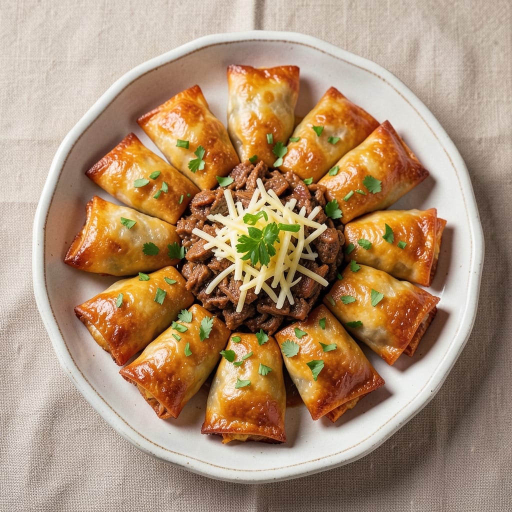 Corned Beef and Cheese Egg Rolls Recipe: Herb-Packed Wonton Cups With Runny Yolk Magic