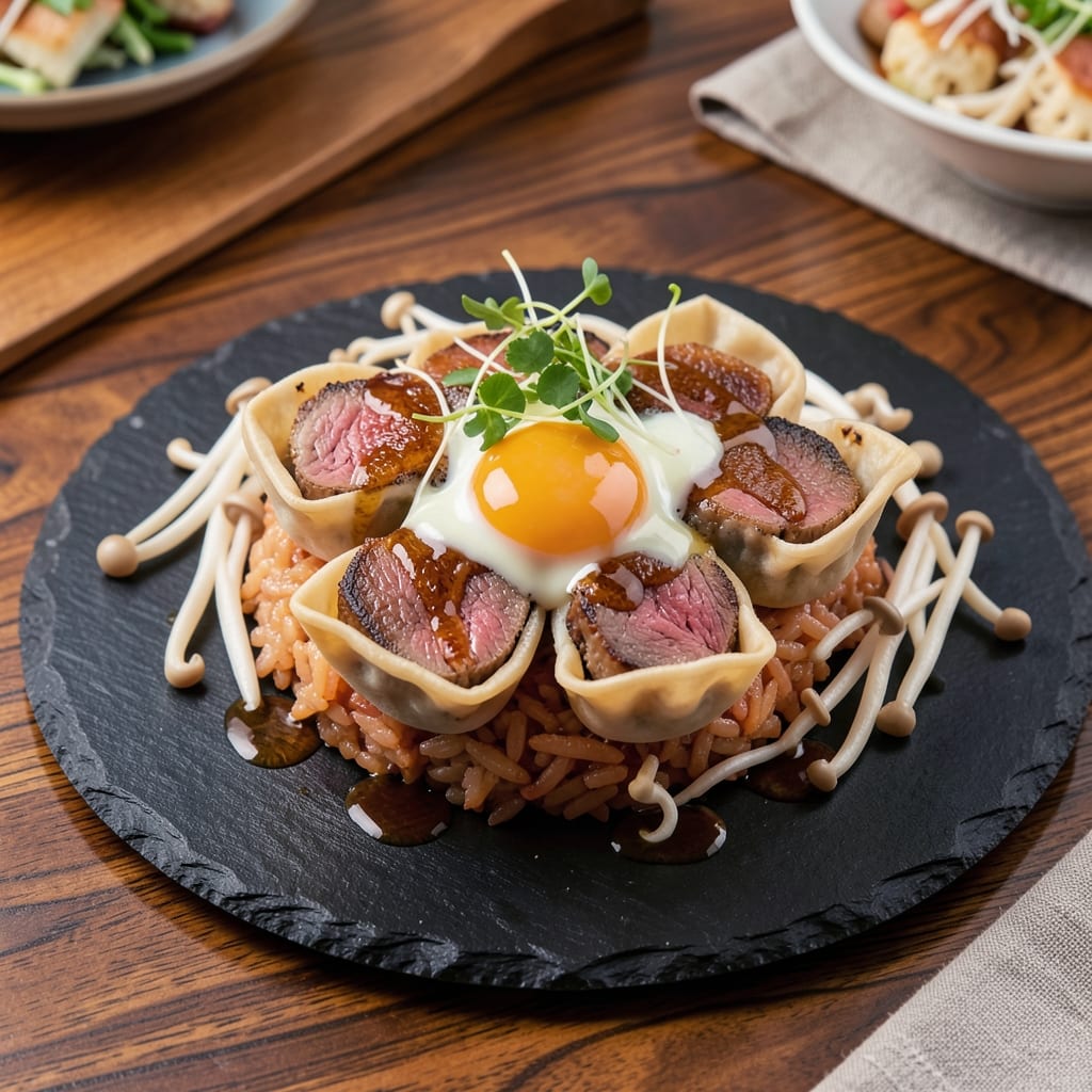 Beef Enoki Rolls With Egg Recipe: Crispy Wonton Cups Filled With Silky Egg and Tender Beef