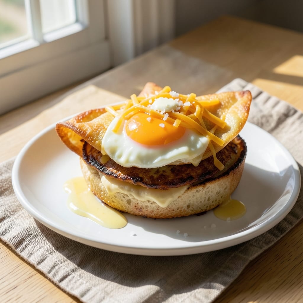 Baked Egg McMuffin Recipe: Crispy Wonton Shells With Runny Yolk Magic