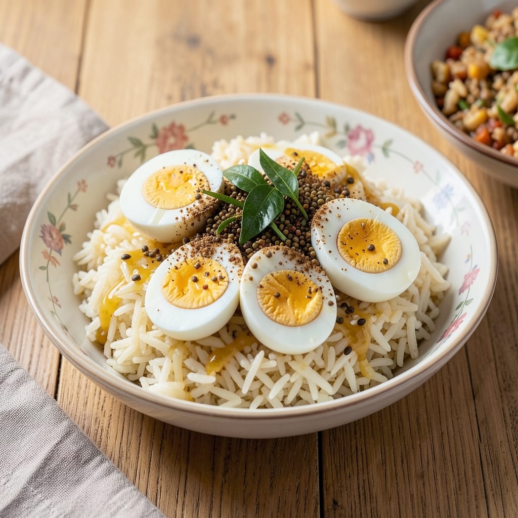 Boiled Egg Rice Recipe Indian Style: Turmeric-Infused Comfort with Soft Eggs and Aromatic Spices