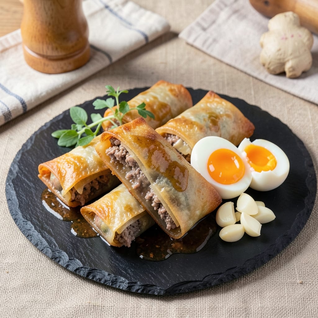 Beef and Pork Egg Roll Recipe: Crispy Wonton Shells With Savory Scrambled Centers