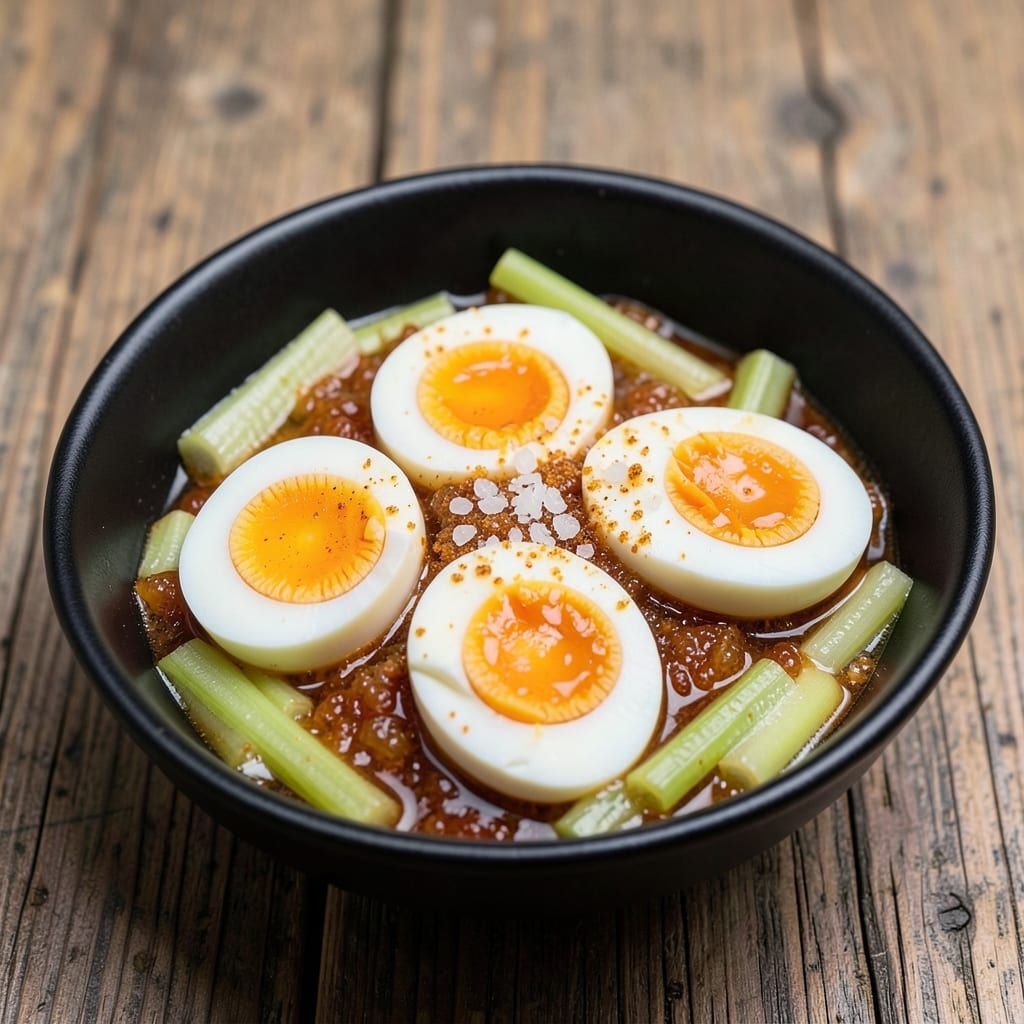 Boiled Egg Pickle Recipe: Crunchy Celery and Vinegar Cured Bites