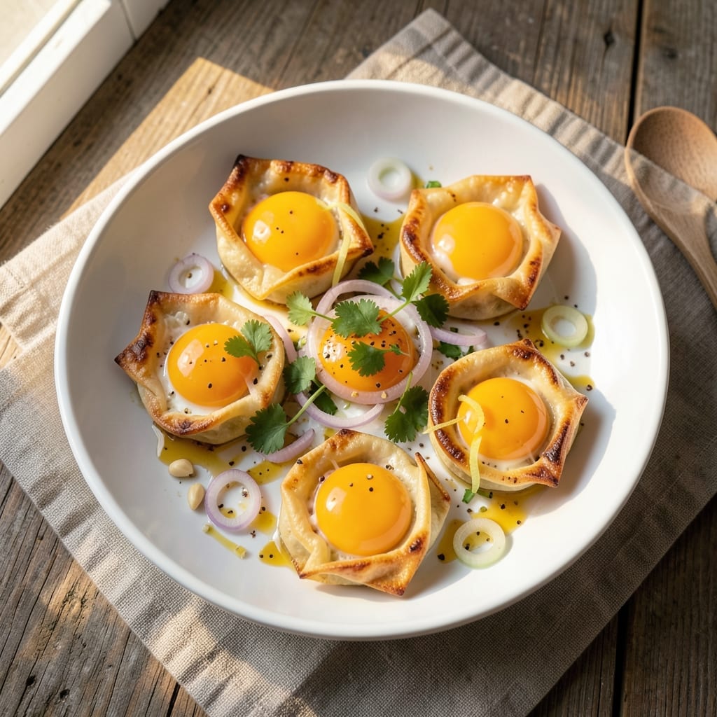 Egg Bale Recipe: Crispy Wonton Shells With Golden Yolk Rivers and Herb-Infused Filling
