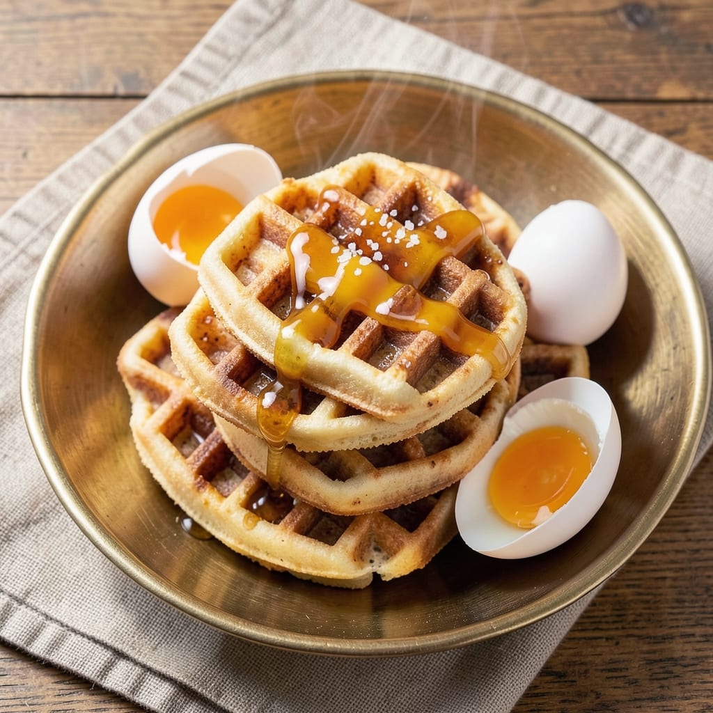 Egg And Cheese Waffle Recipe: Fluffy Waffle Crunch With Melty Cheese Rivers