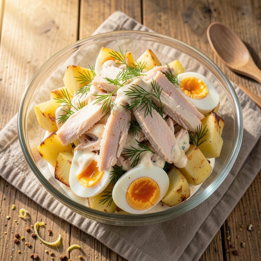 Chicken, Egg, and Potato Salad Recipe: Herb-Infused Layers of Creamy and Crunchy